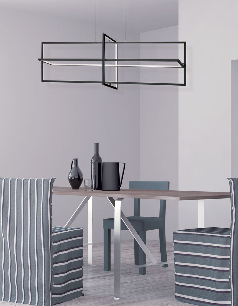 55W Horiz Chandelier MB w/ WH Acrylic Diffuser