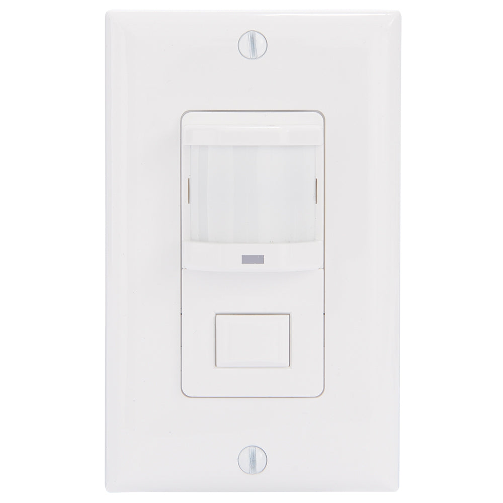 Residential In-Wall Push Button PIR Occupancy Sensor, No Neutral Required, White