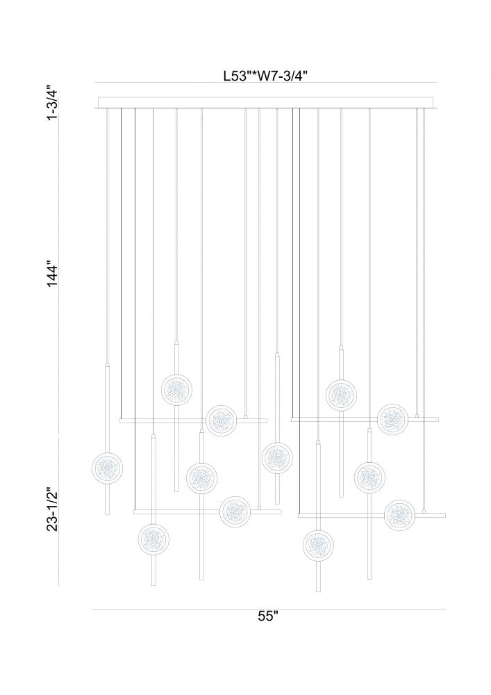 Barletta 53" LED Chandelier In Gold And Black