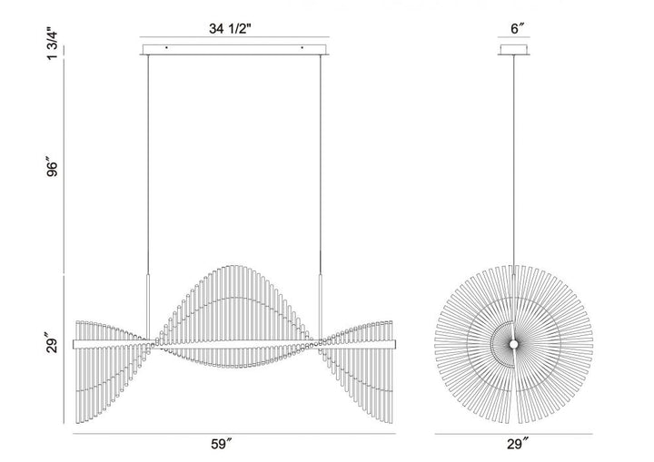 Voltik 59" LED Chandelier In Gold