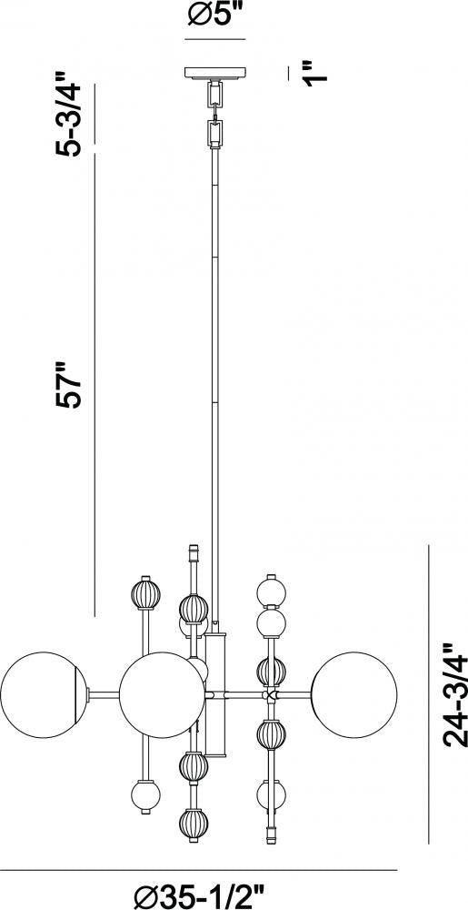 Traiton 36" Chandelier In Gold