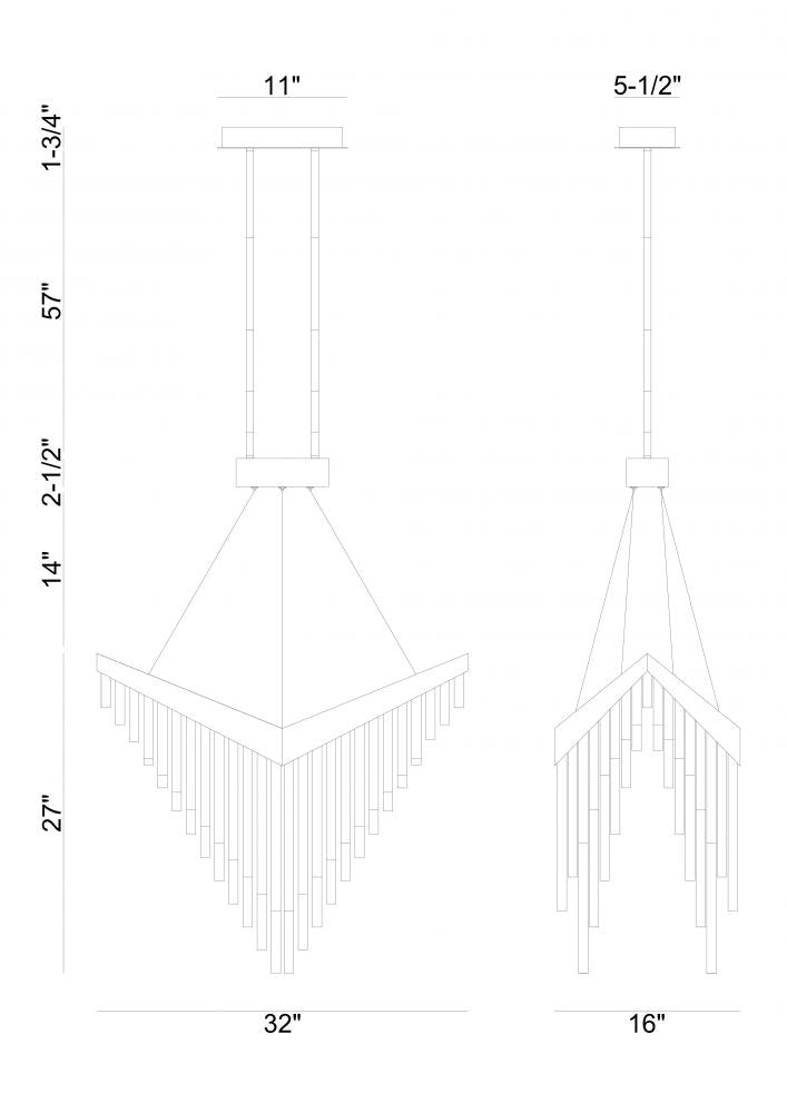 Vivien 32" LED Chandelier In Gold