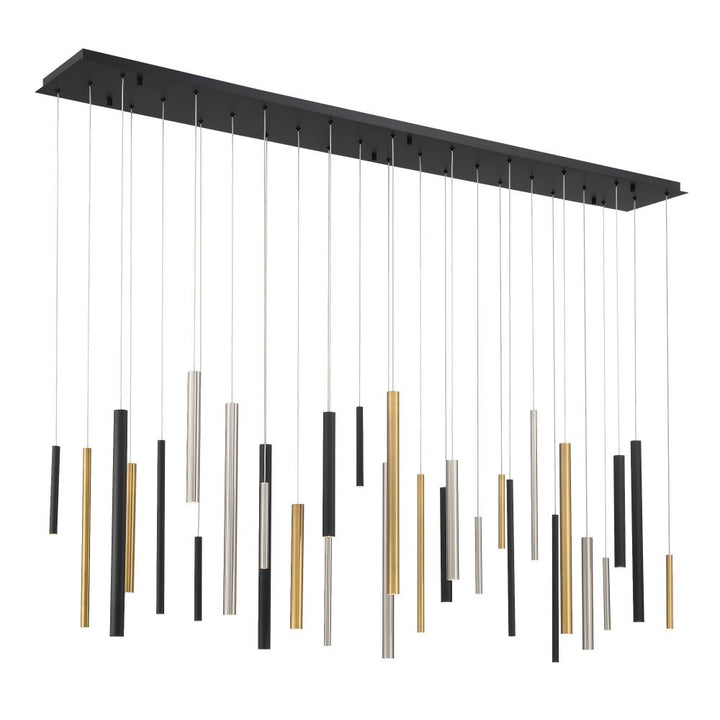 Santana 30 Light LED Chandelier in Mixed Black, Gold and Nickel