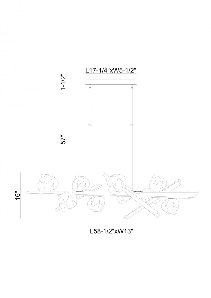 Thorah 59" LED Chandelier In Graphite