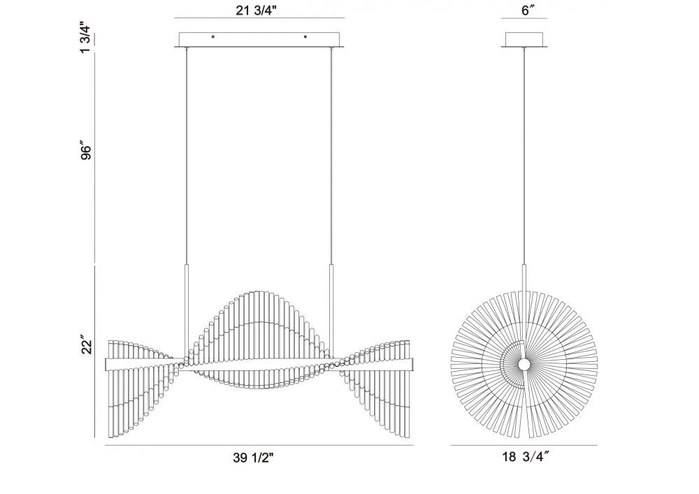 Voltik 40" LED Chandelier In Black