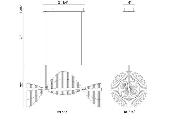 Voltik 40" LED Chandelier In Black