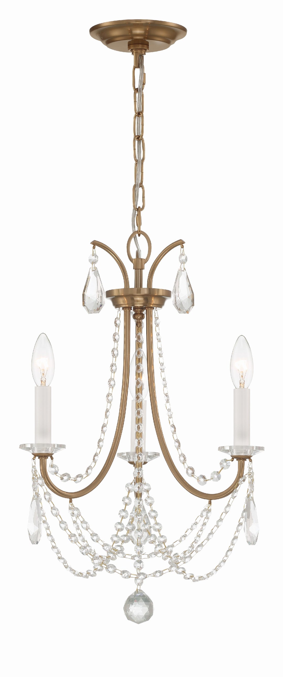 Karrington 3 Light Aged Brass Mini Chandelier