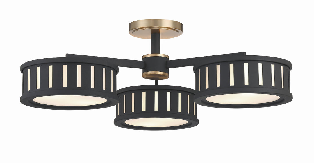 Kendal 6 Light Vibrant Gold + Black Forged Semi Flush Mount