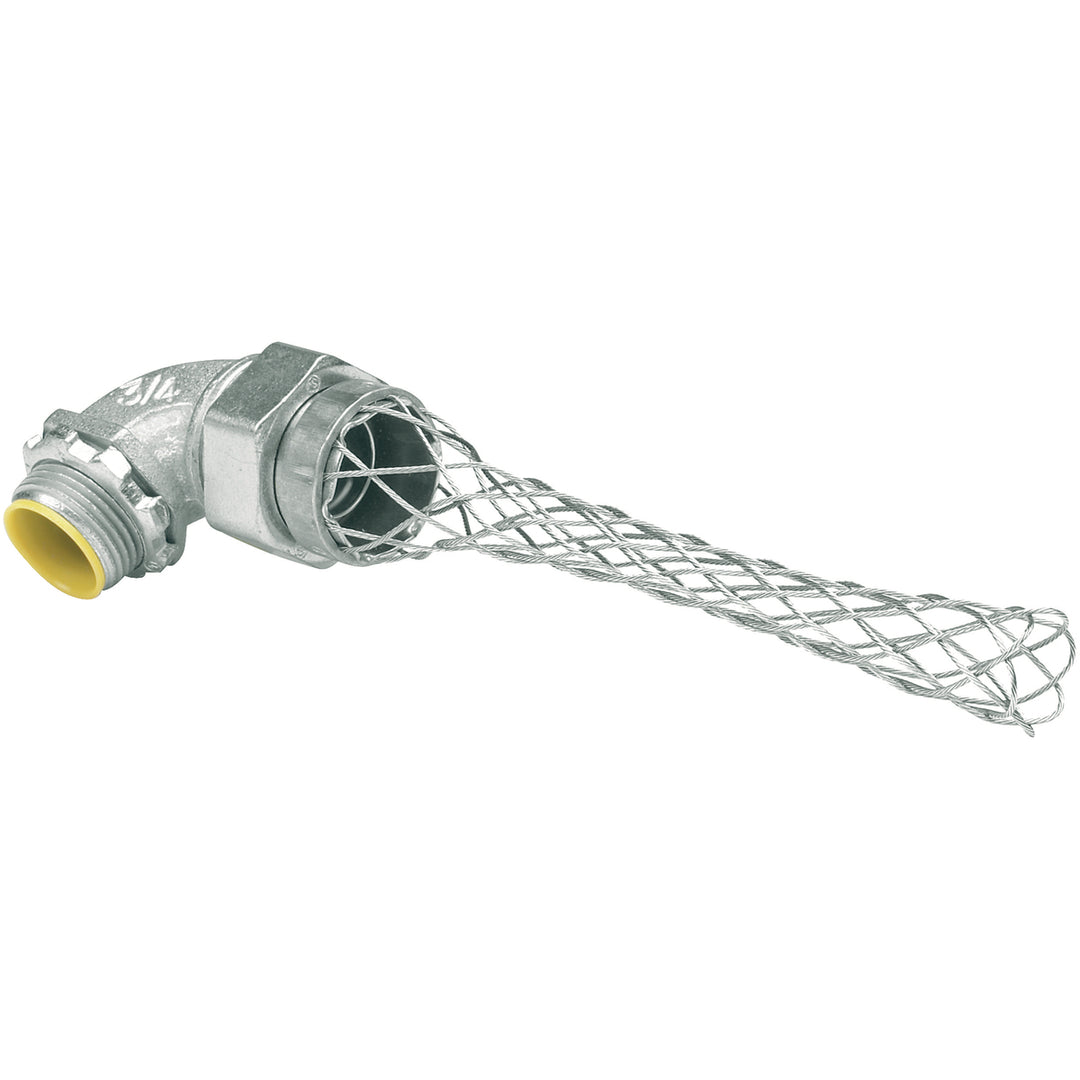 1/2" 90° LT CONNECTOR STEEL W/MESH GRIP