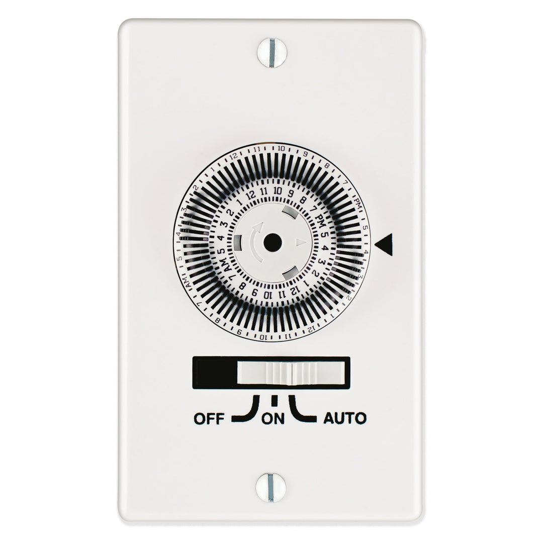 24-Hour Heavy-Duty Mechanical In-Wall Timer, Timer Only, 120 VAC, 20A, SPDT, 1-Gang, White