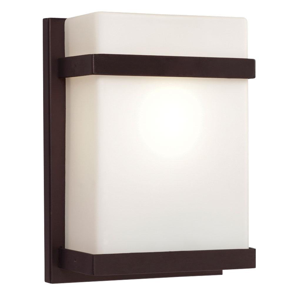 LED Wall Sconce - in Bronze finish with Satin White Glass (Suitable for Indoor or Outdoor Use)
