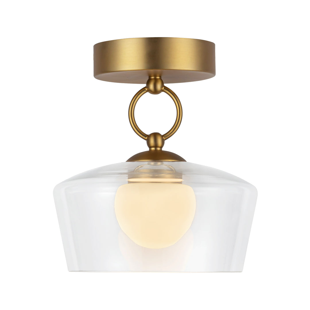 Leota 8-in Brushed Gold/Clear Glass LED Semi-Flush Mount