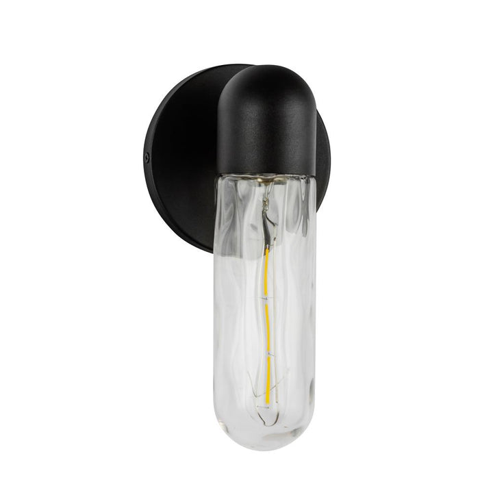 Lima 10-in Black/Clear Water Glass 1 Light Exterior Wall