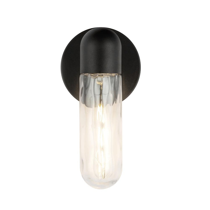 Lima 10-in Black/Clear Water Glass 1 Light Exterior Wall