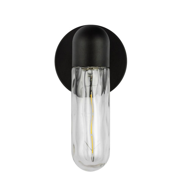 Lima 10-in Black/Clear Water Glass 1 Light Exterior Wall