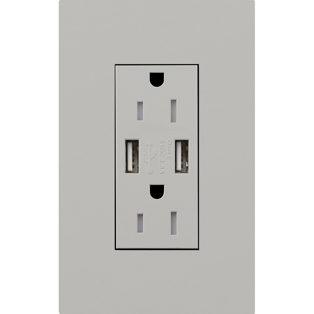 DUPLEX 15A TR DUAL USB RECEPT GR NO FP
