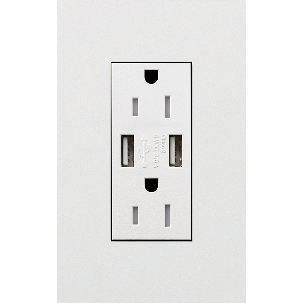 DUPLEX 15A TR DUAL USB RECEPT WH NO FP