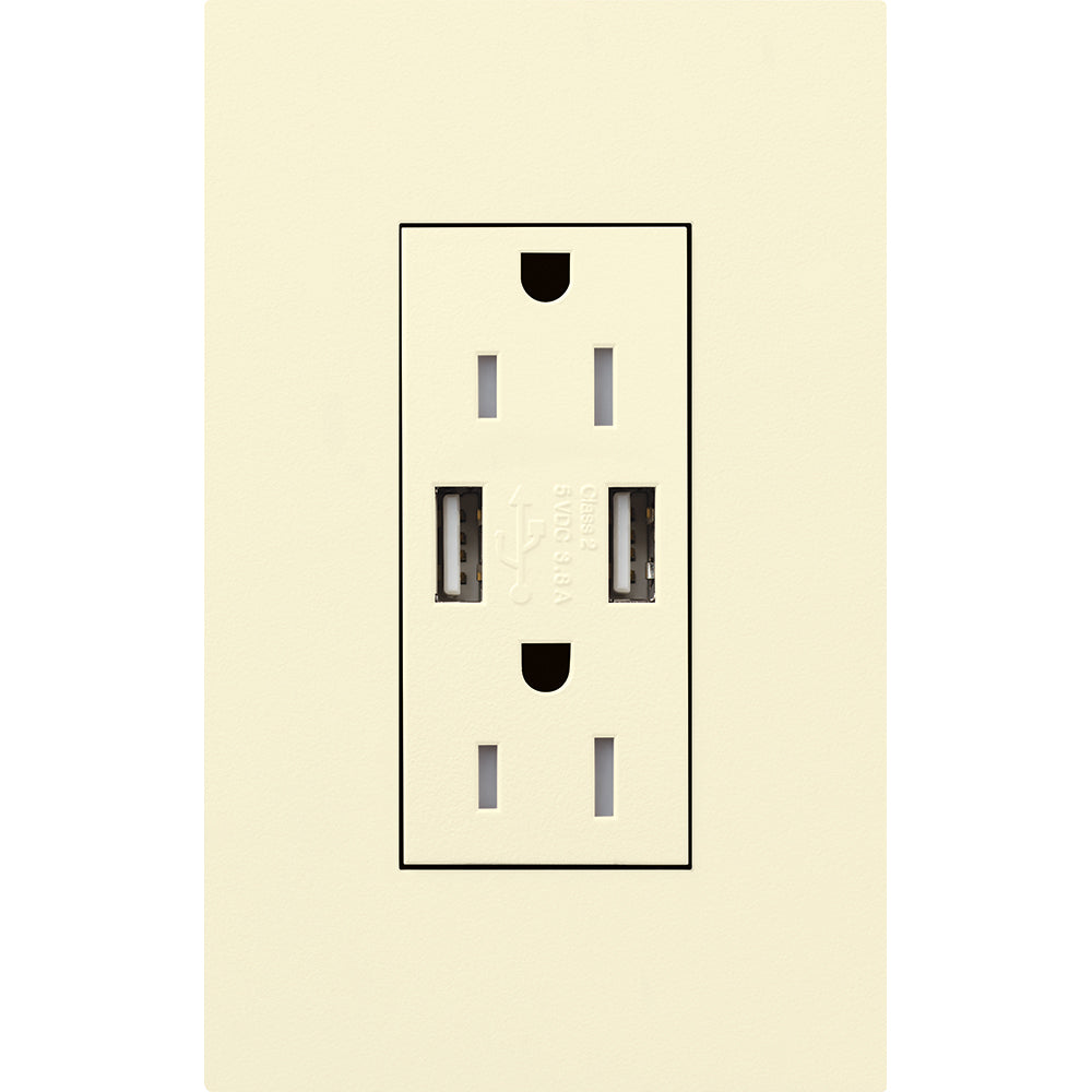 DUPLEX 15A TR DUAL USB RECEPTACLE AL FP