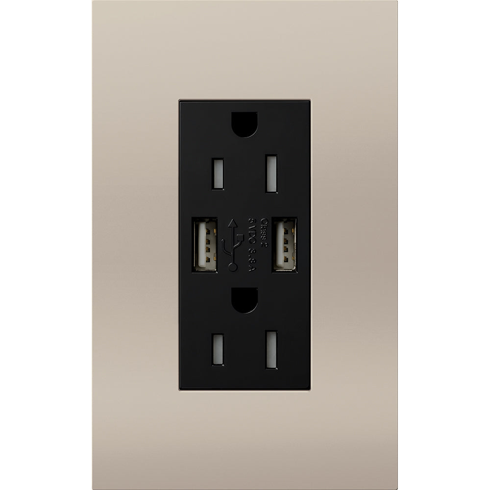 DUPLEX 15A TR DUAL USB RECEPTACLE BN FP