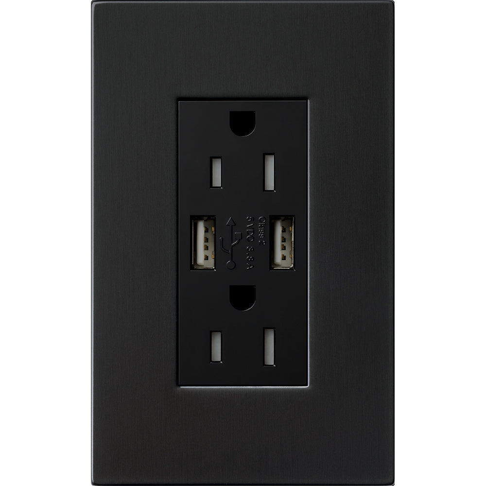 DUPLEX 15A TR DUAL USB RECEPTACLE PG FP