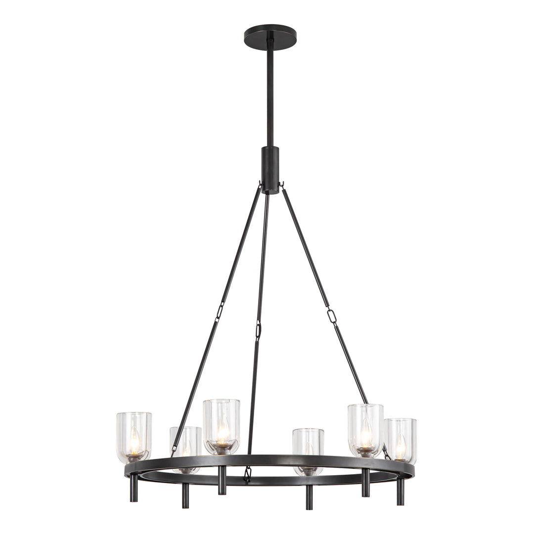 Lucian 32-in Clear Crystal/Urban Bronze 6 Lights Chandeliers