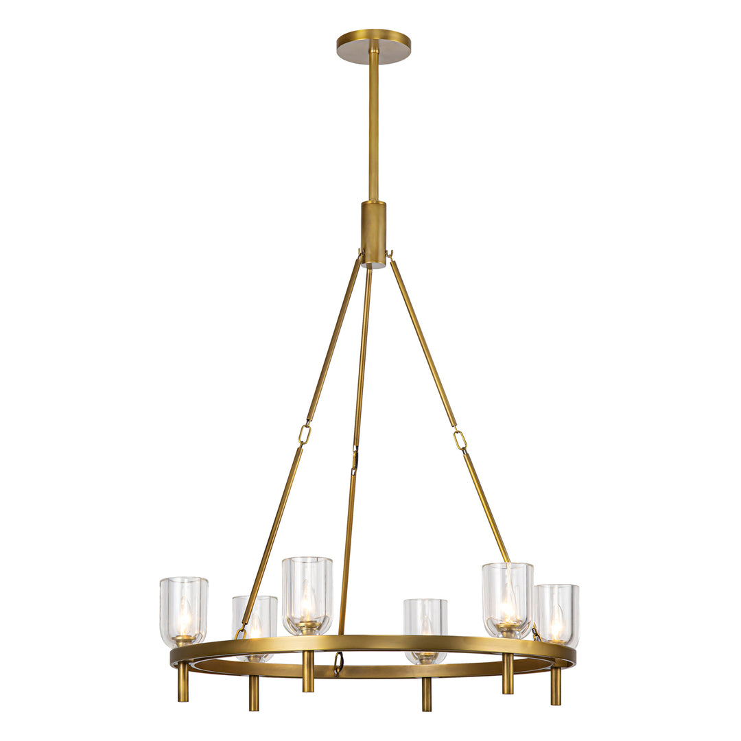 Lucian 32-in Clear Crystal/Vintage Brass 6 Lights Chandeliers