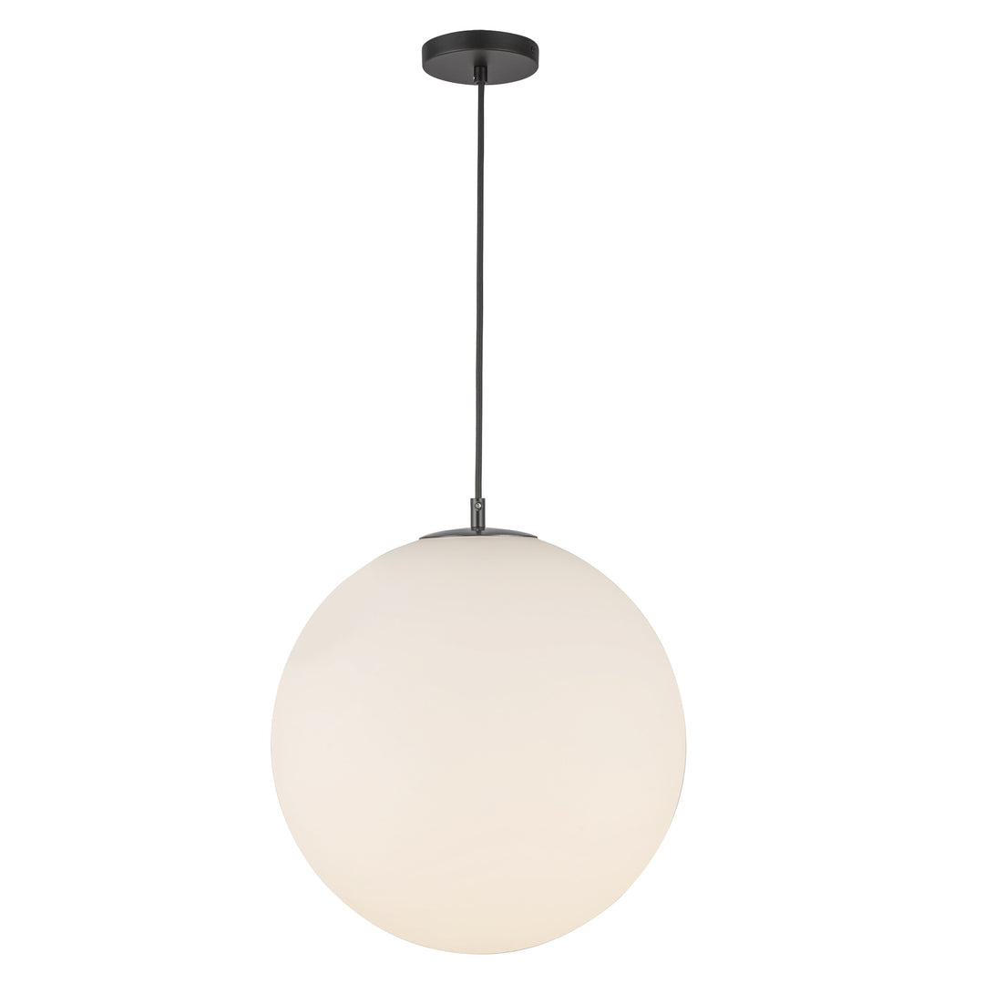 Marco 16-in Black/Opal Glass Socket Pendant