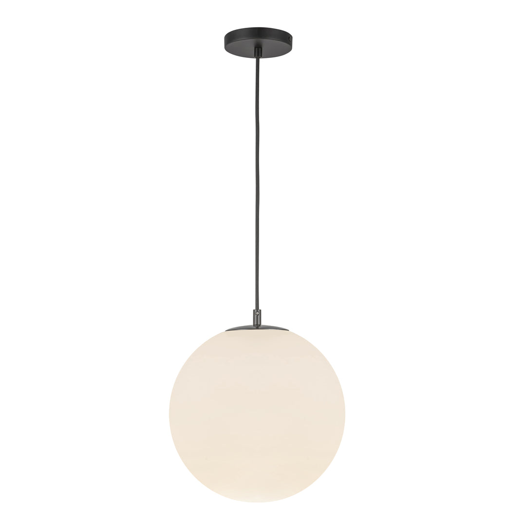 Marco 12-in (196-in Wire) Black/Opal Glass Socket Pendant