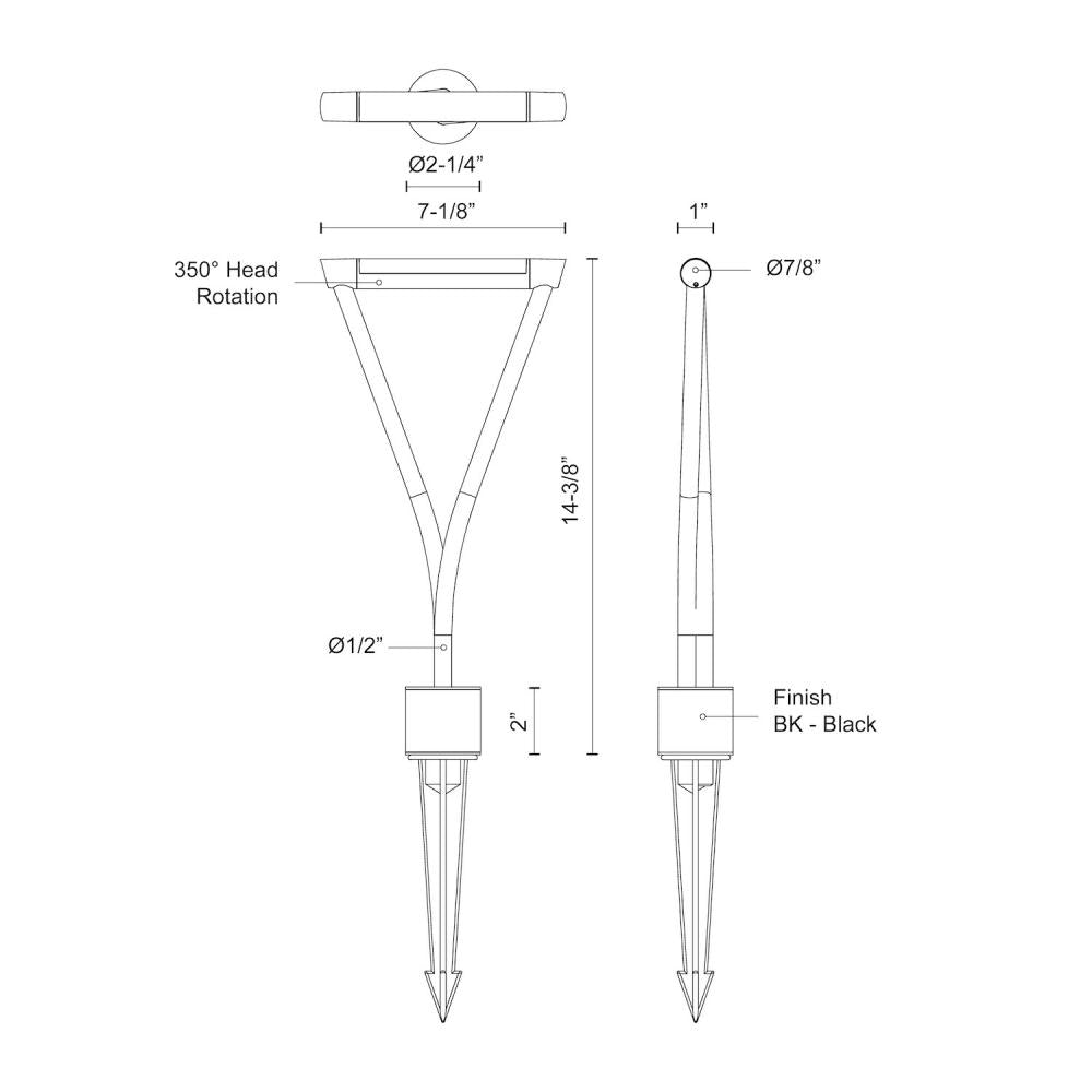 MARO 14" EXTERIOR GARDEN BLACK 4W LV 12VAC 3000K 90CRI