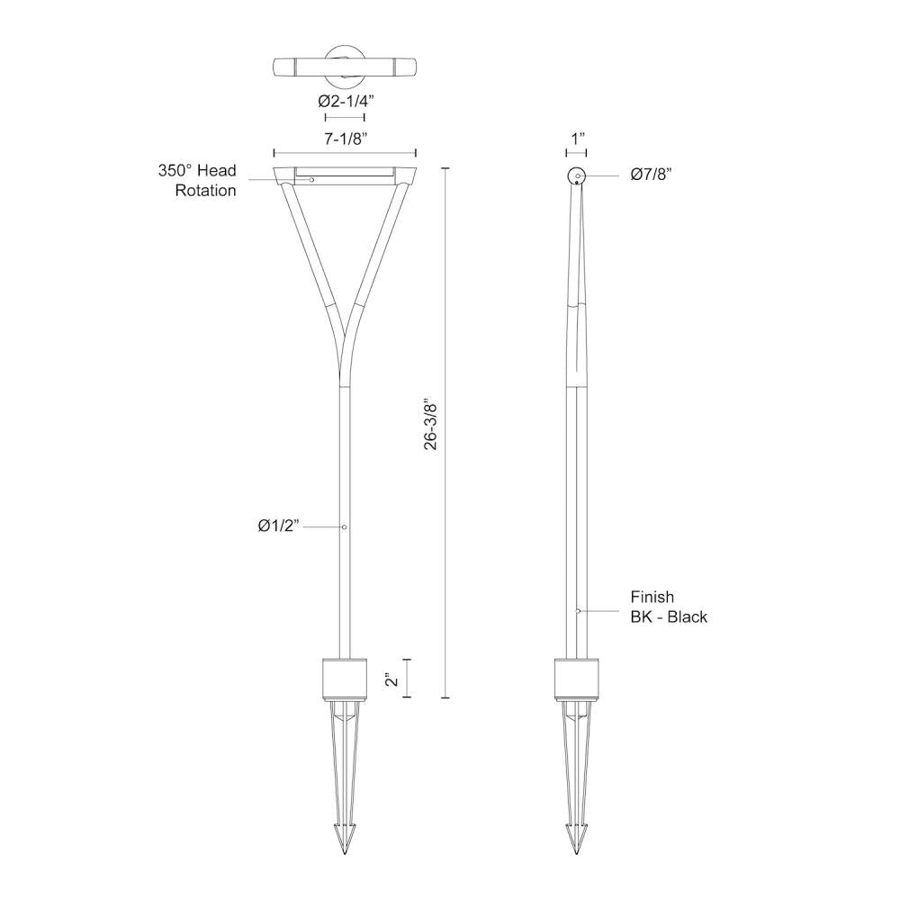 MARO 26" EXTERIOR GARDEN BLACK 4W LV 12VAC 3000K 90CRI