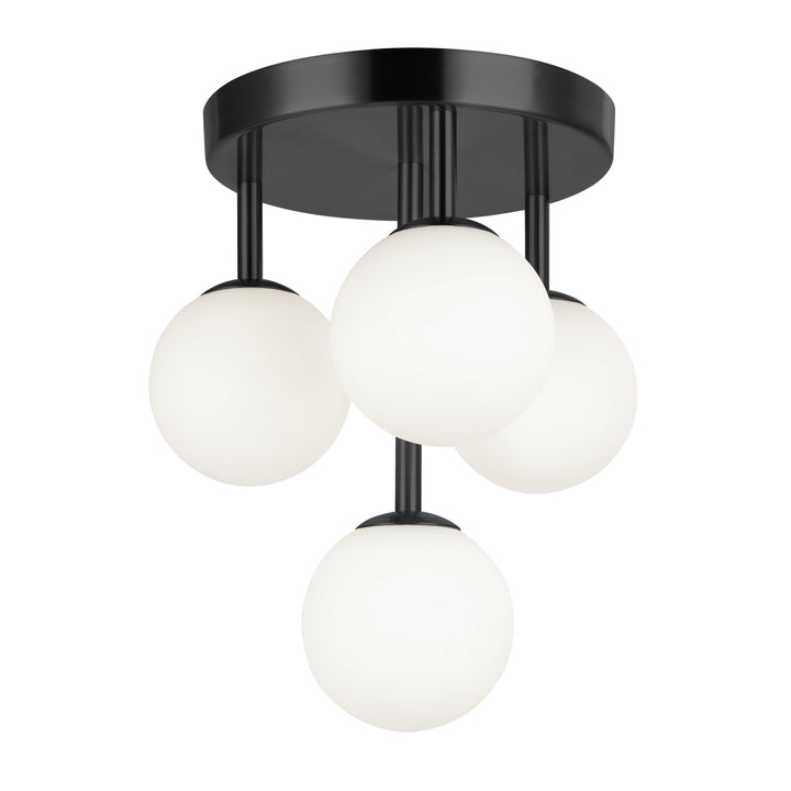 4LT Flush Mount, MB w/ WH Opal Glass