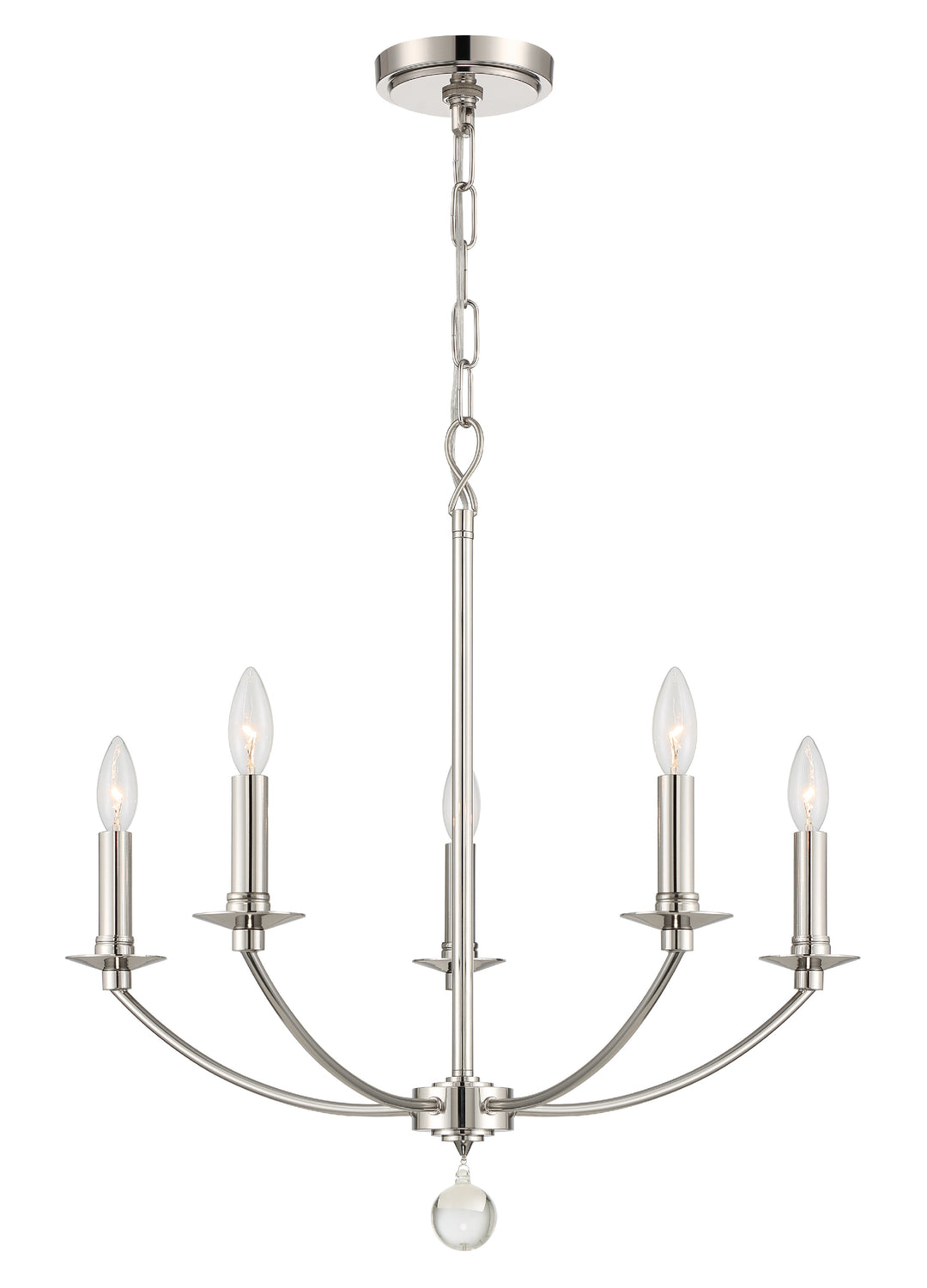 Mila 5 Light Polished Nickel Chandelier