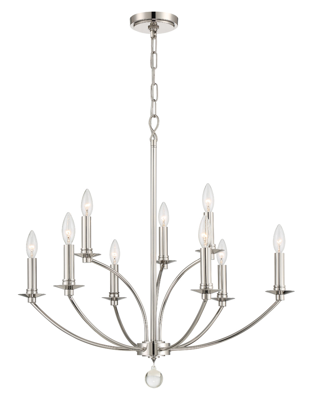 Mila 9 Light Polished Nickel Chandelier