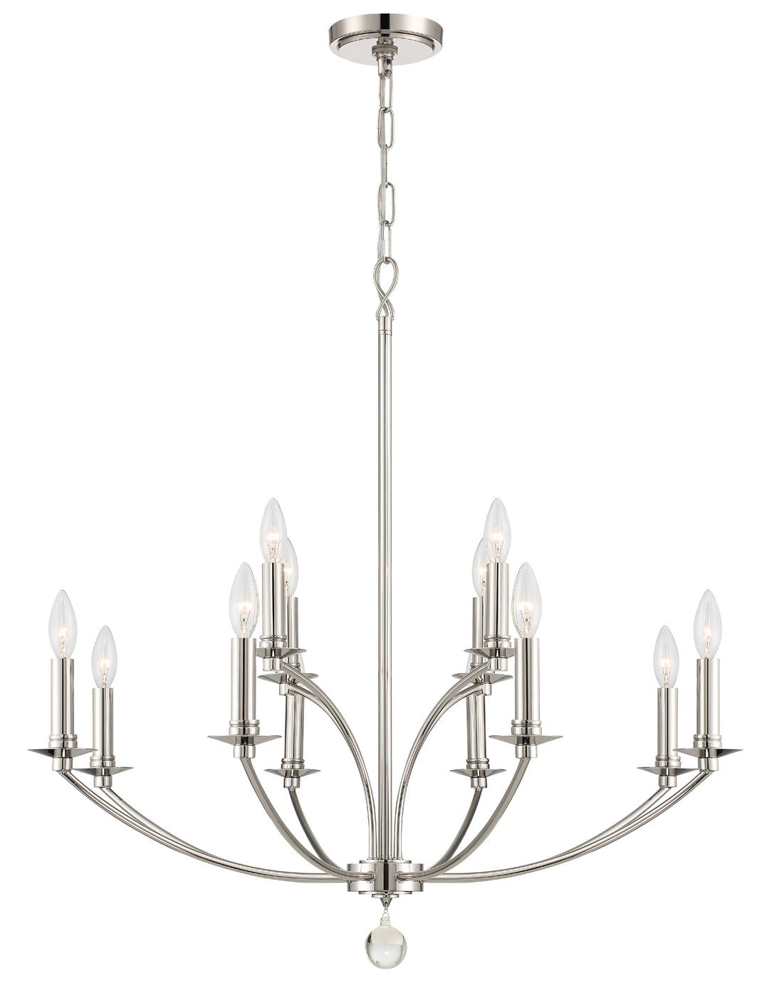 Mila 12 Light Polished Nickel Chandelier