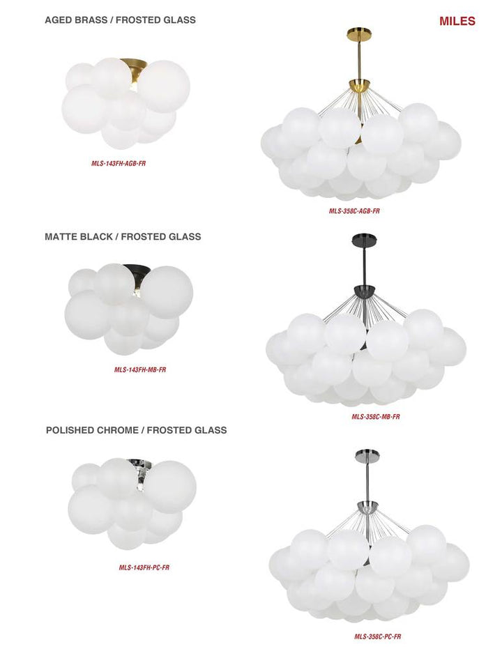 8LT Chandelier,  MB w/ FR Glass