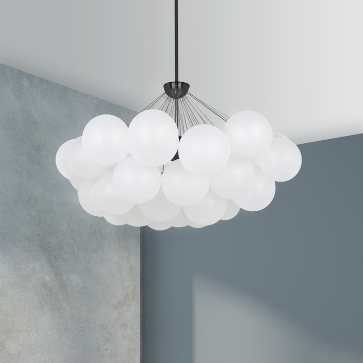 8LT Chandelier,  MB w/ FR Glass