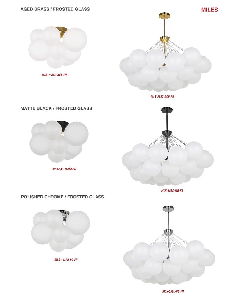 8LT Chandelier,  PC w/ FR Glass