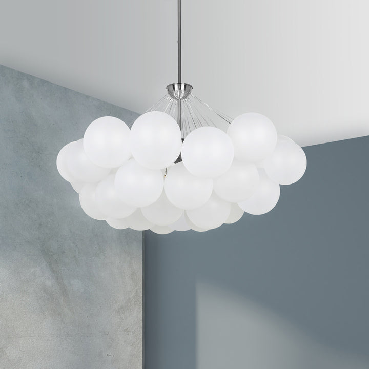 8LT Chandelier,  PC w/ FR Glass