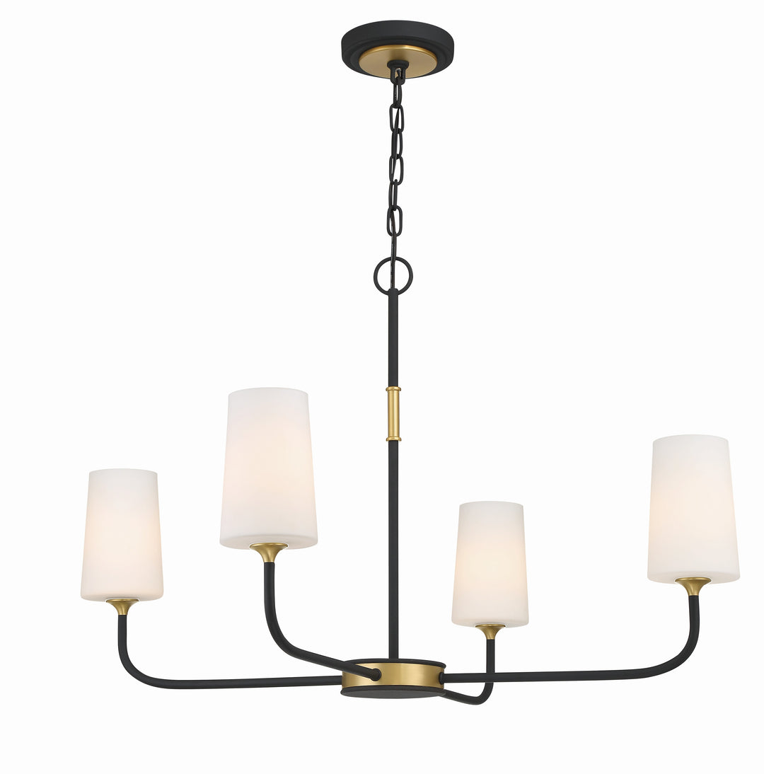 Niles 4 Light Black Forged + Modern Gold Chandelier