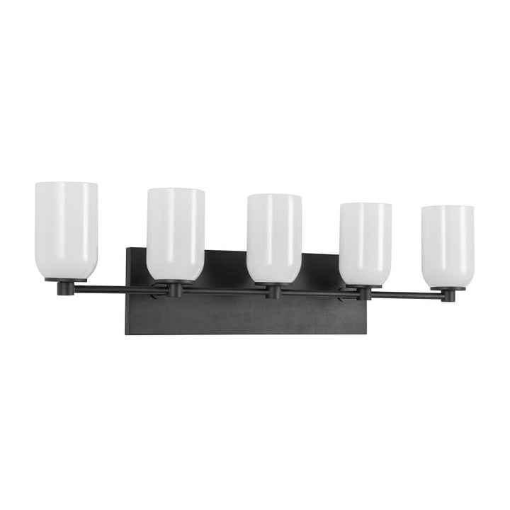 Nola 32-in Black/Glossy Opal Glass 5 Lights Vanity