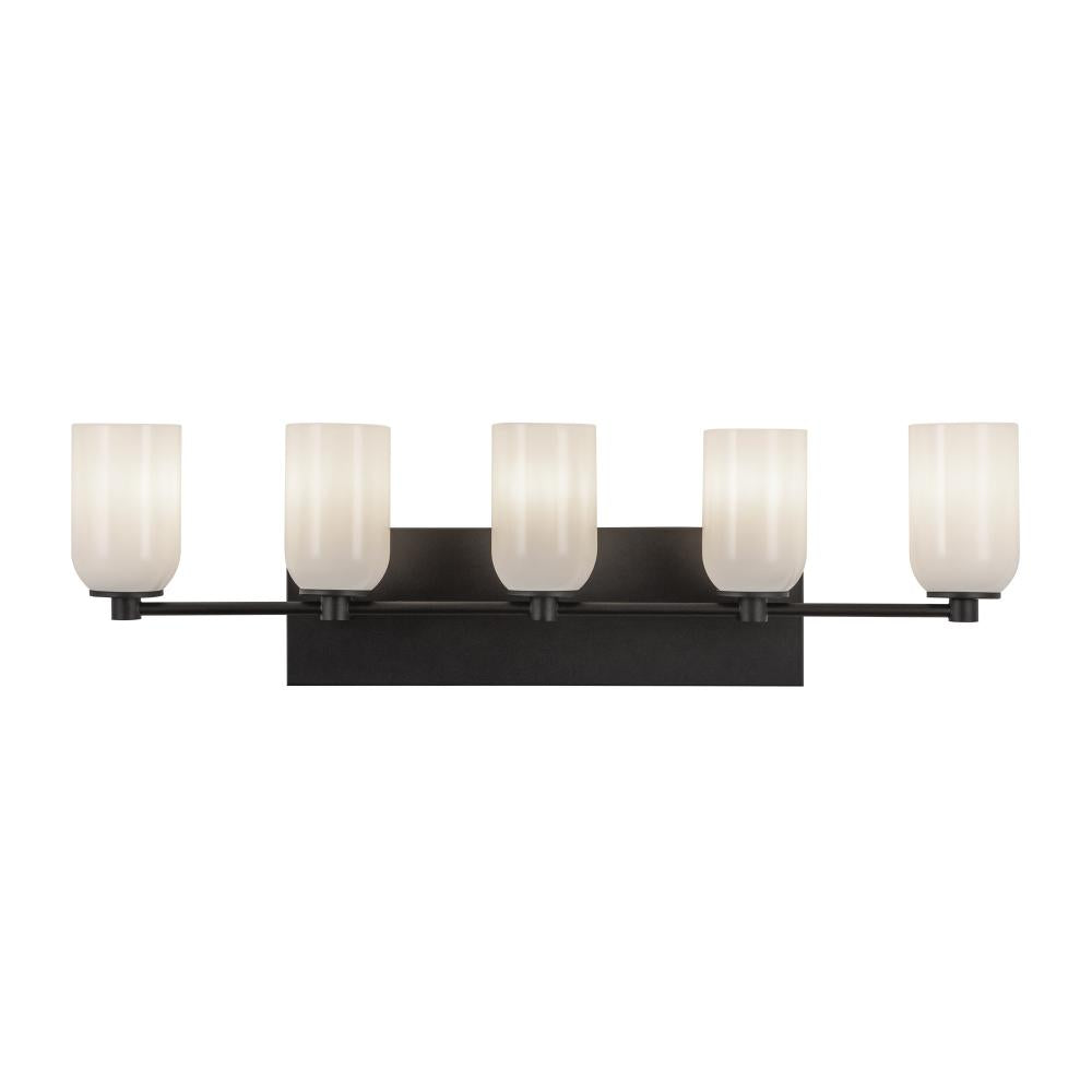 Nola 32-in Black/Glossy Opal Glass 5 Lights Vanity