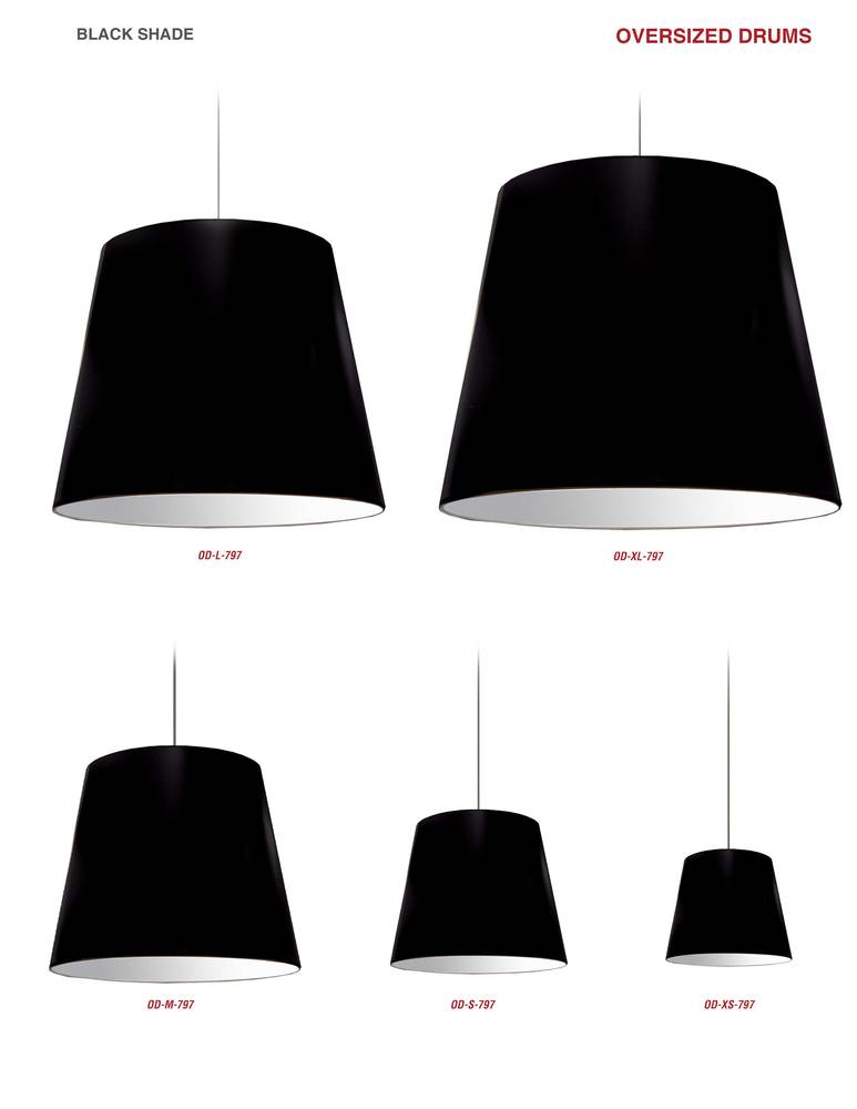 1LT Oversized Drum Pendant Large Black Shade