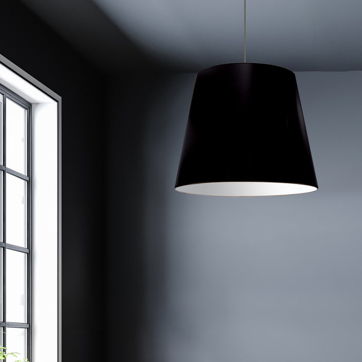 1LT Oversized Drum Pendant Large Black Shade