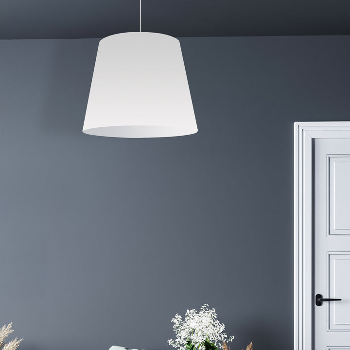1LT Oversized Drum Pendant Medium Wht Shade