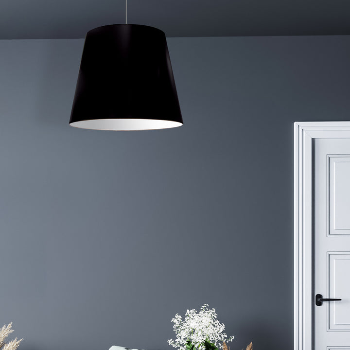 1LT Oversized Drum Pendant Medium Black Shade
