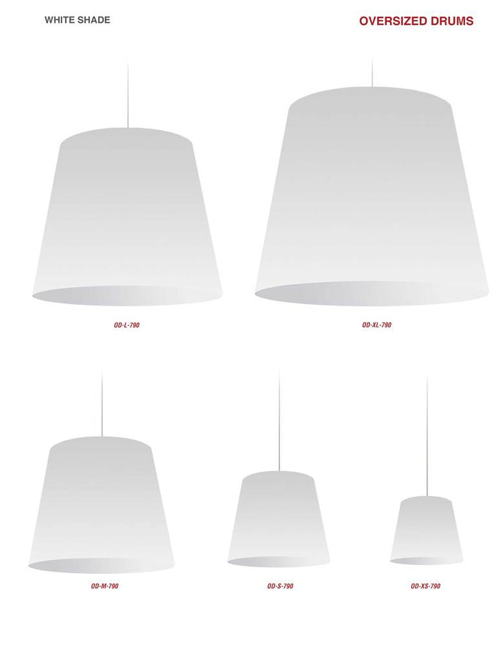 1LT Oversized Drum Pendant Small Wht Shade