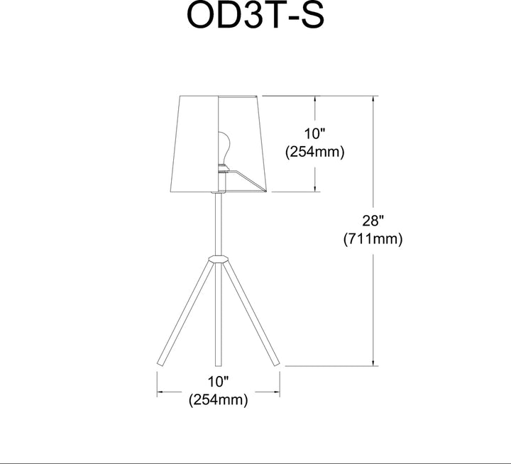 1LT 3 Leg Drum Table Fixture w/White Shade