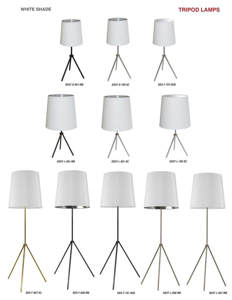 1LT 3 Leg Drum Table Fixture w/White Shade