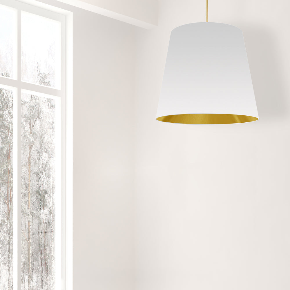 1LT Oversized Drum Pendant Large, WH/GLD Shade