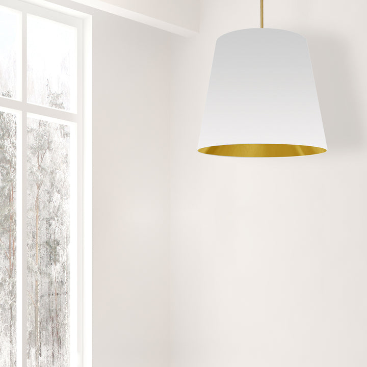 1LT Oversized Drum Pendant Large, WH/GLD Shade